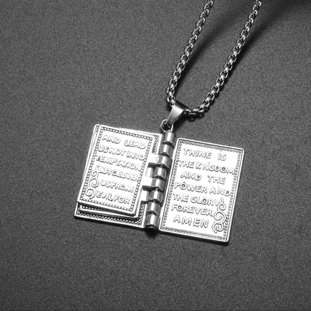 $5 BIBLE NECKLACE WITH TURNING PAGES. SILVER. NEW. $5 IF BUNDLED - Picture 6 of 12